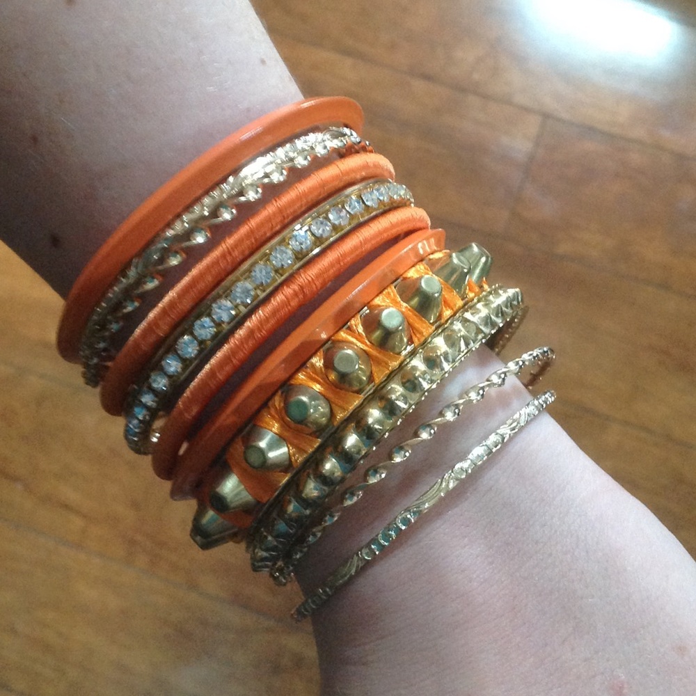 Set of Orange and Gold bangles